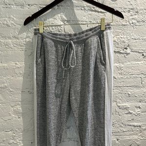 Gray Gap joggers with white stripe